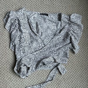 Spotted Dalmatian Crop Wrap Blouse Top